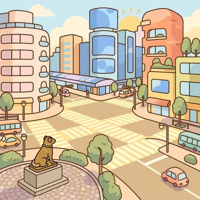 涩谷十字路口插画